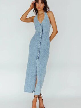 Selfie Leslie Renita Halter neck Button Maxi US Sz 6